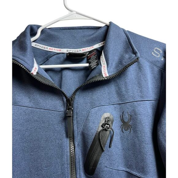 Spyder Active Knit Blue Full Zip Men's Jacket Medium - Picture 2 of 8